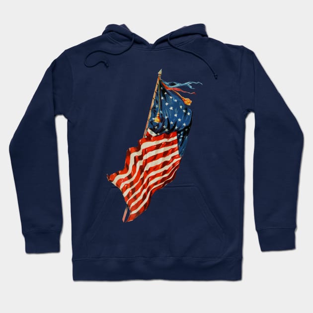 Vintage American Flag Hoodie by MasterpieceCafe